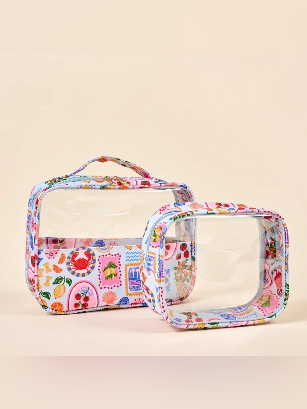 The Darling Effect Ciao Bella Clearly Chic Cosmetic Bag Set NWT
